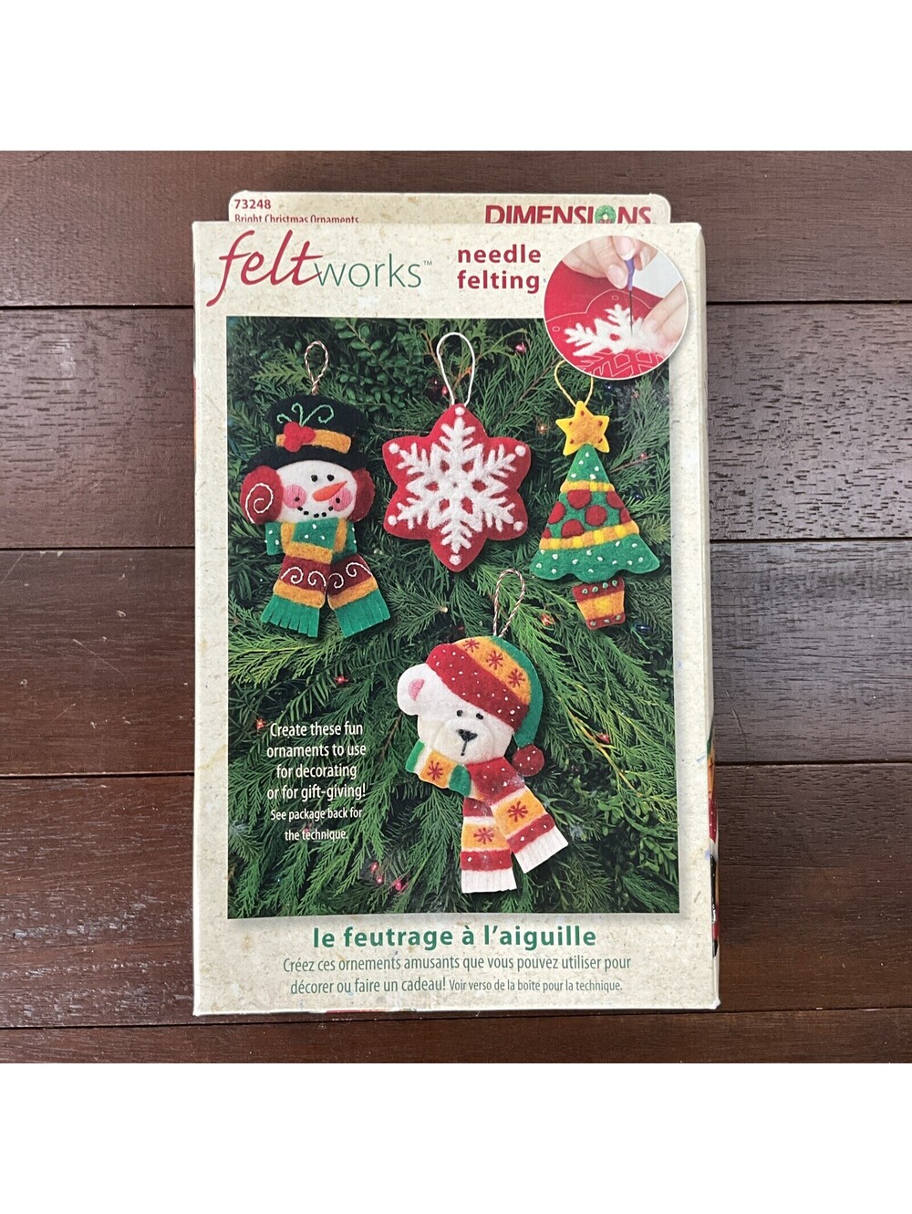 Dimensions FeltWorks Needle Felting Kit  4 Bright Christmas Ornaments Set 73248